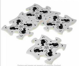 Alchemy of England keramieke legpuzzel onderzetters Black Cats - set van 4 - 20.2 cm