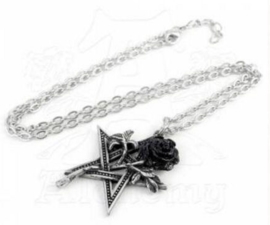 Alchemy Gothic ketting - Ruah Vered - pentagram met zwarte roos