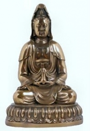 Quan Yin koperkleurige polyresin - 14 cm hoog