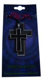 Pewter hanger zwarte Santa Lucia kruis