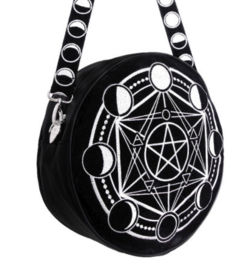 Restyle zwarte Gothic Wicca maanfasen schoudertas - Moon Circle Bag