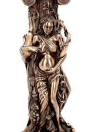 Triple Goddess - Maagd, Moeder, Oudwijf - bronskleurig - theelichthouder - 25 cm hoog