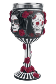 Kelk Sugar Skull Doodskop Dia de Muertos met rozen - 19.5 cm