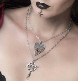 Alchemy Gothic nekketting - Goddess - drievoudige maan met pentagram - 5.2 cm hoog