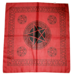 Bandana / altaarkleed / tafelkleed pentagram rood - 65 x 65 cm