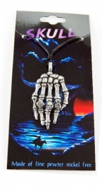 Pewter hanger skeletale hand