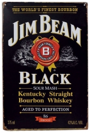 Blikken metalen wandbord Jim Beam Black 20 x 30 cm