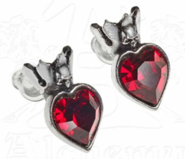 Alchemy Gothic stud oorbellen - Claddagh Heart