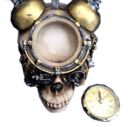 Final Countdown - Steampunk Doodskop Klok - 20 cm hoog