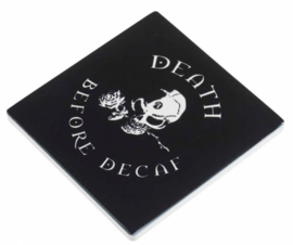 Alchemy of England keramieke onderzetter - Death Before Decaf - 9.3 x 9.3 cm