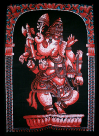 Indiase muurkleed wandkleed Ganesha rood dessin 2 - c.a.  80 x 110 cm