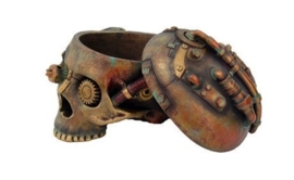 Steampunk doodskop doos - 19 cm hoog