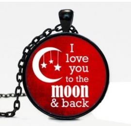 Glazen hanger op ketting ´Love you to the Moon´ Turks Vlag