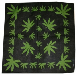 Bandana / wandkleed / tafelkleed groene wietbladen 2 - ca. 55 x 55 cm