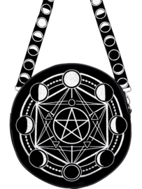 Restyle zwarte Gothic Wicca maanfasen schoudertas - Moon Circle Bag