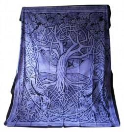 Bedsprei Levensboom / Tree of Life  paars 240 x 210 cm (2 pers)