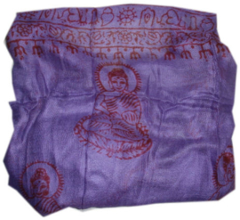 Benares-sjaal Indiaas Hindu Varanasi paars - 90 x 180 cm