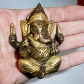 Ganesha beeld twee kleuren messing - 7 cm hoog