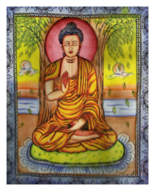 Indiase katoenen bedsprei wandkleed Boeddha gekleurd - 210 x 240