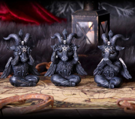 Three Wise Baphoboo - Baphomet beelden horen zien zwijgen - 13.4 cm hoog