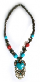 Tibetaanse ketting turquoise hart