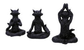 Zen Cats (Set van 3) - Mediterende Katten - 18.7 cm hoog