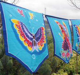 5 vlaggen Butterfly Goddess batik doeken uit Bali - 40 x 50 cm