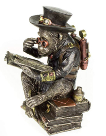 Chimpanzee Scholar - Darwinisme - bronskleurige Steampunk Aap - 19.5 cm