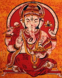 Bedsprei wandkleed batik Ganesha rood oranje - 200 x 250 cm