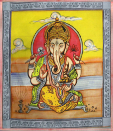Indiase katoenen bedsprei wandkleed Ganesha gekleurd - 210 x 240