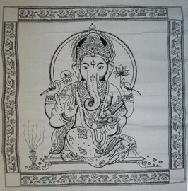 Bedsprei, wandkleed, grand foulard Ganesha Zwart Wit - 220 x 240 cm