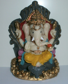 Ganesha met grote rat - 14.5 cm hoog