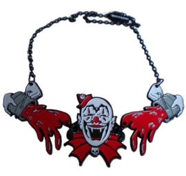 Kreepsville Gothic Ketting horror clown wit-rood