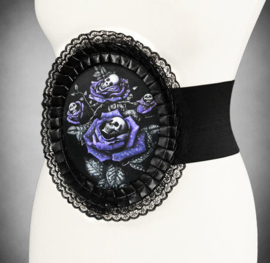 Restyle Gothic elastische riem Gothic dame hologram Deadly Roses