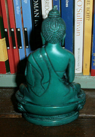 Thais boeddha beeld groene hars 11 cm hoog