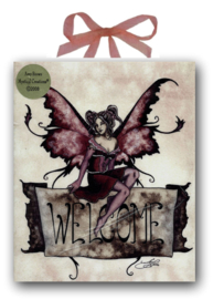 Keramieke wandtegel - Gothic Fee - Welcome - dessin Amy Brown - 20 x 25 cm