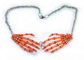 Harajuku skeletale handen nekketting oranje