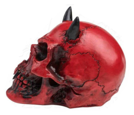 Alchemy of England the Vault - Crimson Demon - rode duivels doodskop met horens - 15 cm hoog