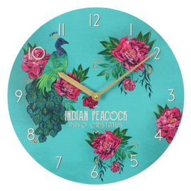 Indian Peacock - Oriental flight - wandklok - Ø 34 cm