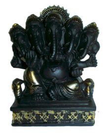 Ganesha Multihoofd Zwart Goud 11 cm hoog