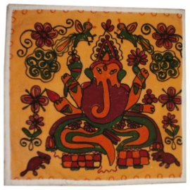 Indiase geborduurde kussenhoes Ganesha oranje - 38 x 38 cm