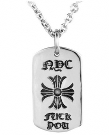 Fuck You - dogtag ketting 316 titanium staal - 4.5 x 2.5 cm