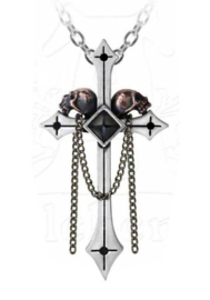 Alchemy Gothic nekketting - Golgotha - kruis met doodskoppen