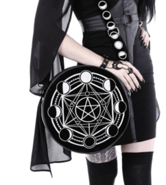 Restyle zwarte Gothic Wicca maanfasen schoudertas - Moon Circle Bag