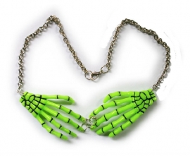 Harajuku skeletale handen nekketting neon groen