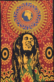 Een persoons bedsprei, wandkleed Bob Marley Psychodelic World - 120 x 220 cm