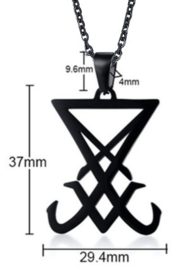 Sigil van Lucifer - Satanisch symbool - 316 titanium staal zwart - 3.7 cm hoog