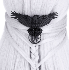 Restyle haarclipje met zwarte raaf - Helm of Awe - Noorse talisman