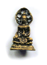 Minibeeld Thaise Boeddha met achterblad 3 cm hoog
