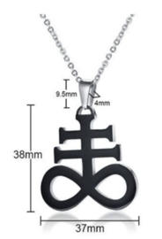 Leviathan Kruis - Satanisch symbool - 316 titanium staal zwart - 3.7 cm hoog